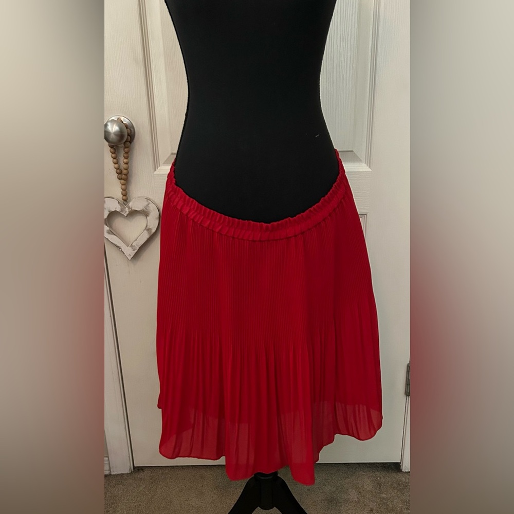 Vivienne Tam Red Pleated Skirt